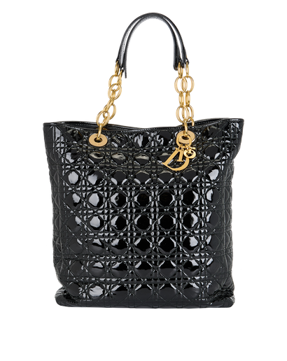 Grand Sac Soft Cannage Tote, &pound;695, Handbags, Black, Patent Leather, Front view